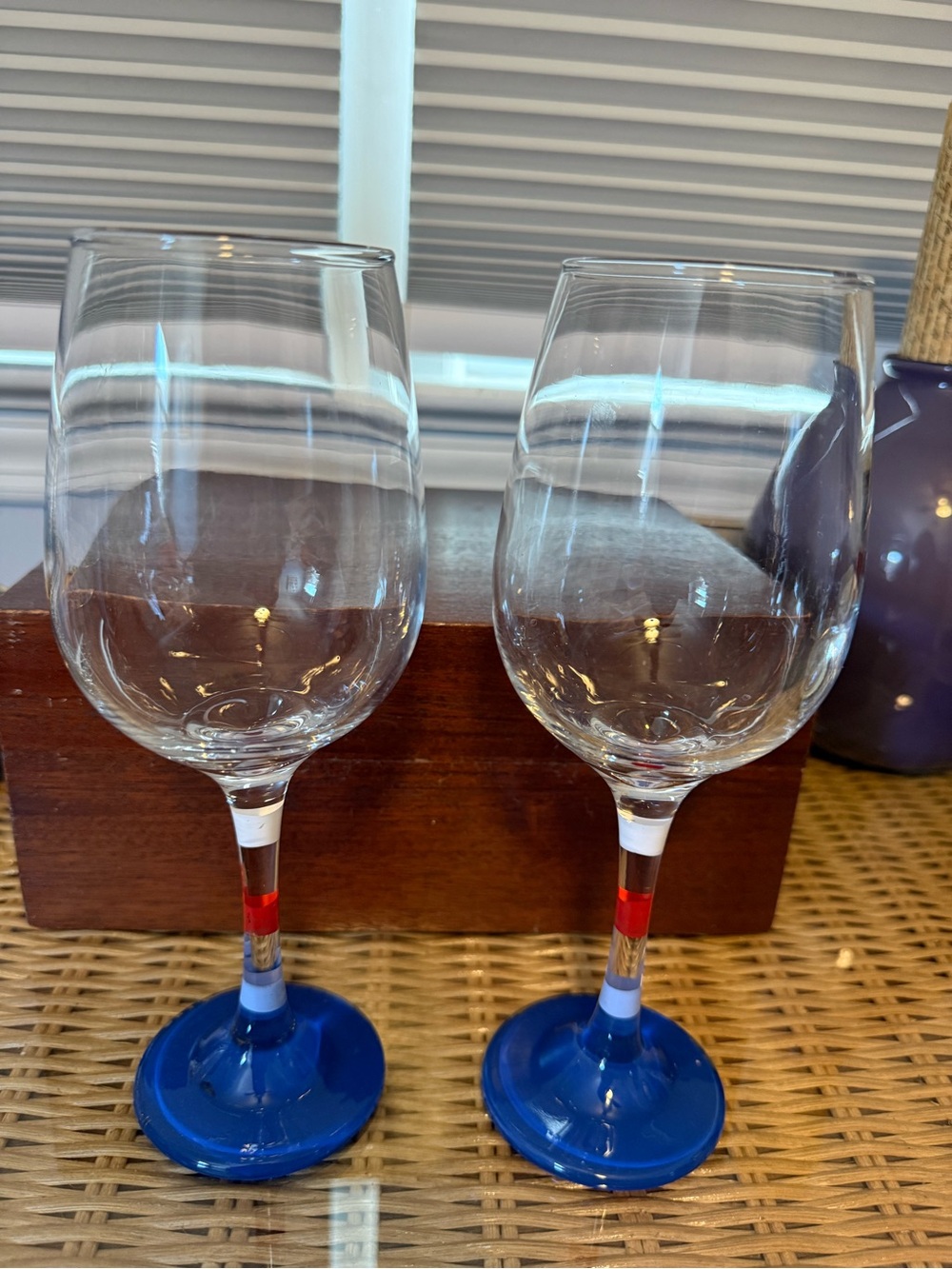 Blue Stem Wine Glasses - Unbranded